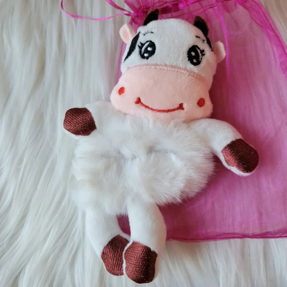 Set of 2 Cow Plush Scrunchies